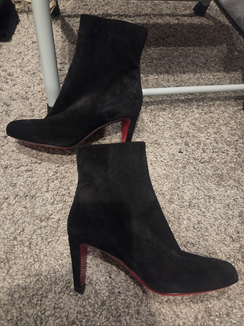 Christian Louboutin Black Suede Ankle Booties with Red Soles - Picture 4 of 6